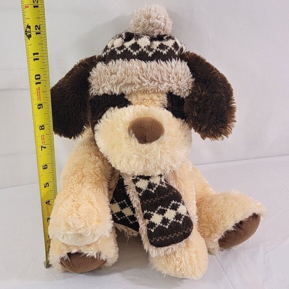Hugfun International Soft Floppy Ears Dog Plush Aiden Wearing Scarf and Hat - Picture 14 of 15